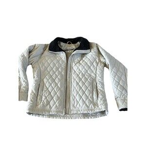 COLUMBIA JACKET VERTEX OFF WHITE WITH BLACK COLLAR SIZE XL Women